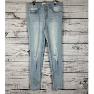 Bongo Women's‎ vintage y2k Ripped Knee Jeggings Light Wash Denim Size 14